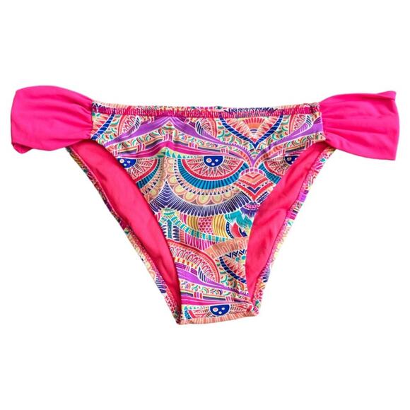 Reef Pink Multicolor Print Bikini Swim Bottom, M - Picture 3 of 6